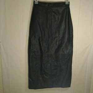 Long maxi pencil leather skirt